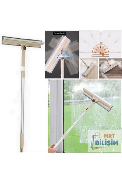 mrtbilisim Telescopic pentru curățarea sticlei Mâner retractabil Mop Stergato...