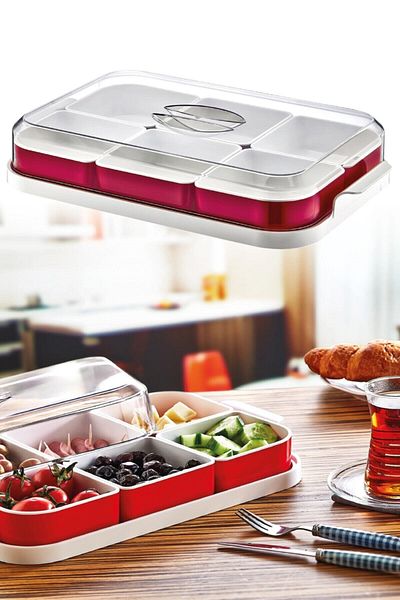 Meleni Home Plastic Breakfast Set 6 Pieces Set with Cover Scott132