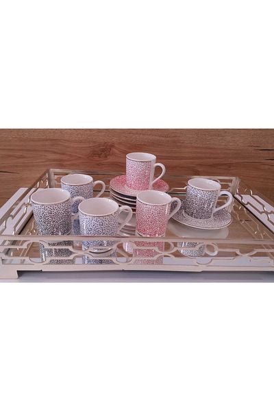 Güral Porselen Atina 12 Piece Turkish Coffee Cup Set for 6 People-24318696474000124