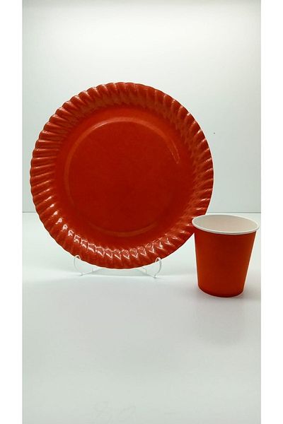Happyland Red Colored Plate + Glass Set of 8