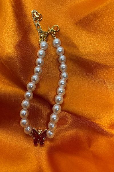 Bourgogne2021 Pearl Bead Anklet