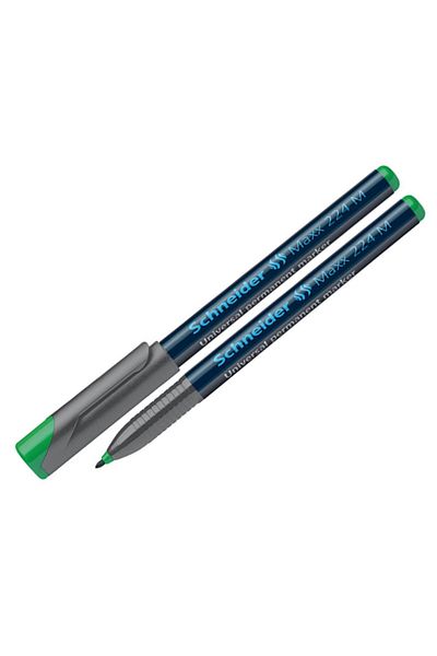 SCHNEIDER Permanent Acetate Pen - m Series, 1 mm Green, Pack of 10