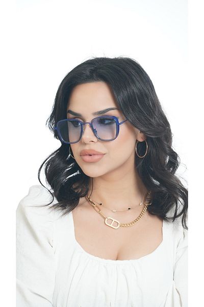 MED Glasses Blue Square Framed Gradient Unisex Sunglasses