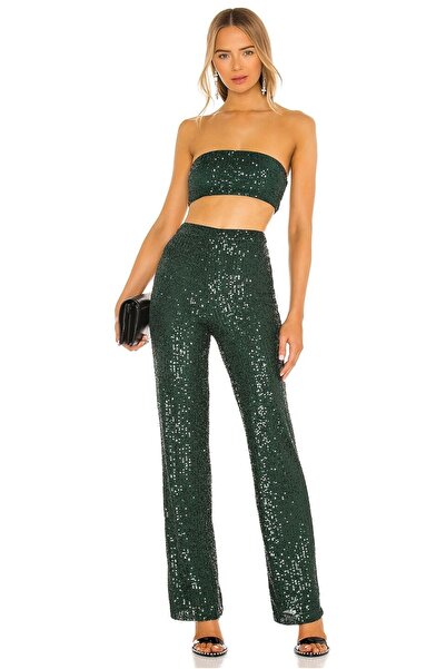 By Kul Design Women's Green Sequin Bottom - Top Set