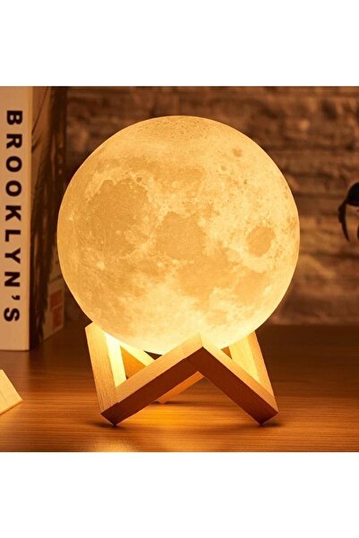 Hediye Rüzgarı Dekoratif 3d Ay Gece Lambası - Başucu Lambası