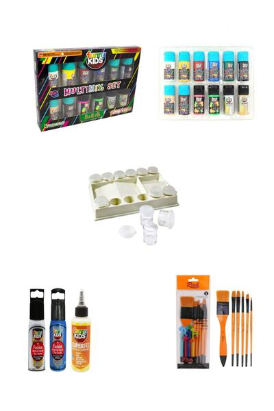 GLANCE Funny Kids Multimix Akrilik Boya 12 Renk X 20 Ml-rich Zemin Fırça Karm...