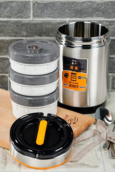 Cooker YK1090 3' Lü 1.9 Lt Lüks Paslanmaz Çelik Yemek Termos 3 Katlı Sızdırmaz Yemek Termosu Sefer Tası