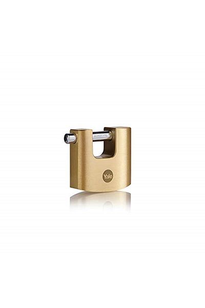 Yale Y114B/60/114/1 - 60mm Oval Sliding Pin Brass Padlock - High Protection - Hardened Pad