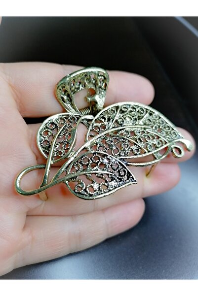 AlkazanAnkara Yaprak Desenli Yeni Model Büyük Boy Metal Mandal Toka