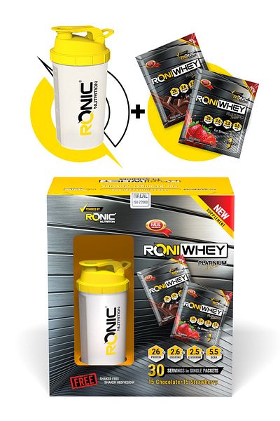 Ronic Nutrition 1350GWheyProteinPowder Helping Muscle Building - 30 Chassis Strawberry and Chocolate Flavored