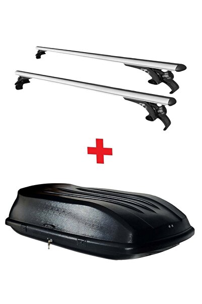 MKG حقيبة حامل سقف سعة 370 لتر من فولكس فاجن تيجوان 2008-2015 باللون الأسود غير اللامع ومجموعة اللحمة المتوسطة غير المموجة باللون الرمادي