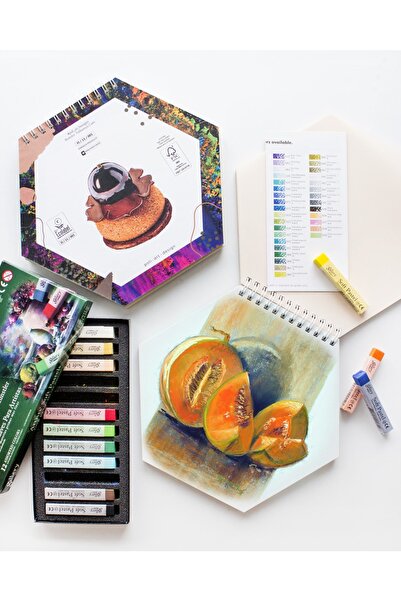 Poli Art Design كتاب رسم باستيل حلزوني سداسي (مزيج ورق فاتح اللون) كتاب رسم ب...