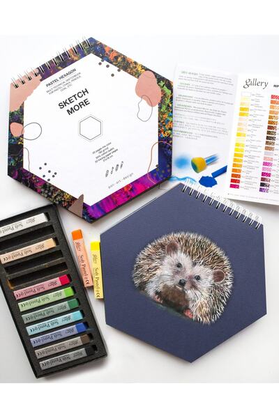 Poli Art Design كتاب رسم باستيل حلزوني سداسي (مزيج من الورق الداكن) كتاب رسم ...