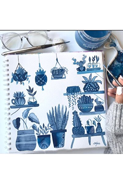 Poli Art Design Kare 25x25 Cm Spiralli 100% Pamuklu Eskiz Defteri (suluboya V...