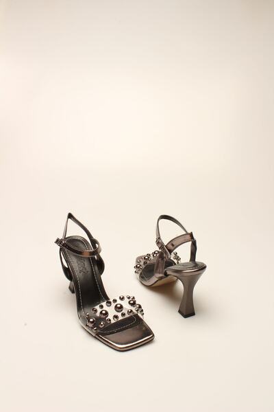 ROVIGO Platinum Transparent Stone Women's Heels