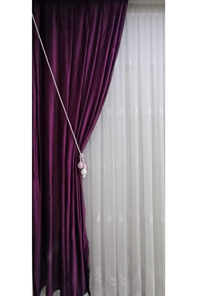 3b üçbey 4 Toplu Fon Perde Toplama Aparatı Kornise Takmatik Pembe-ekru Tavan Braçolu Perde Süsü