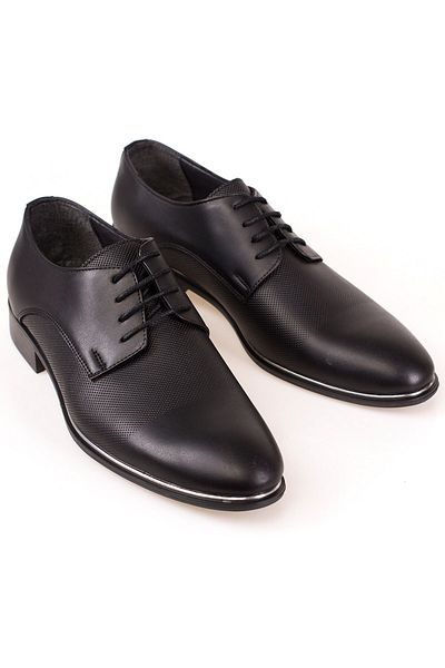 depderi Classic Men's Black Shoes Suitable for Groom and Suit