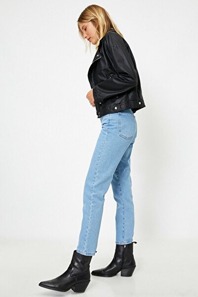 Trn JNS Світло-блакитні джинси з високою талією з лайкри Джинси для мам Джинсові штани