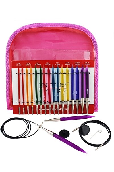 KnitPro Trendz Deluxe Değiştirilebilir Misinalı Yuvarlak Örgü Şiş Seti