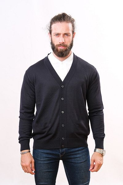 Çukurova Woolen Pocketless Classic Men's Knitwear Cardigan