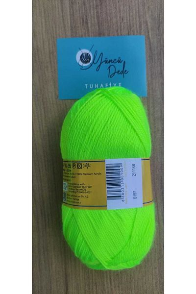 Tunç Dolly 5 Pieces Booties Socks Hand Knitting Yarn Neon Green 0177