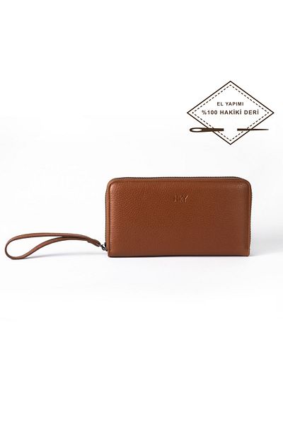 HKY Genuine Leather Men's Portfolio with Phone Compartment