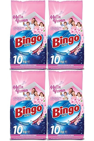 Bingo Matik Toz Çamaşır Deterjanı 40kg Beyazlar Ve Renkliler (4pk*10kg) (268 Yıkama) (mutlu Yuvam)
