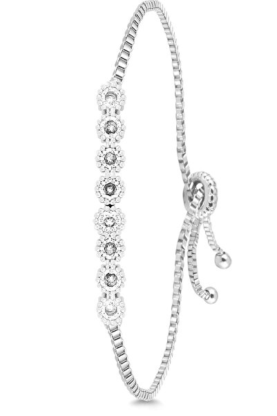 Marka7 إسوارة واتر واي نسائية فضية قابلة للتعديل بحجر الزركون