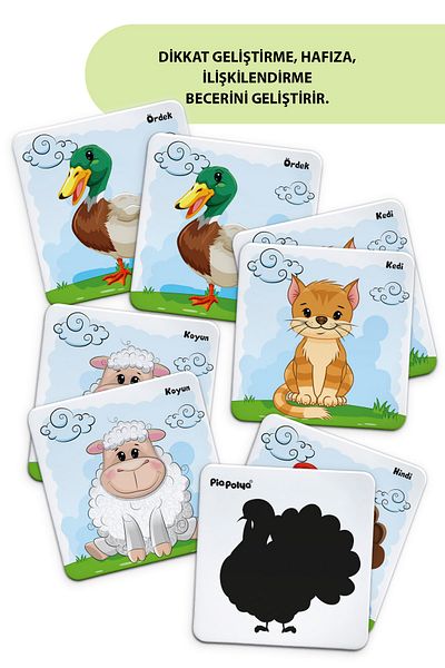 piapolya Farm Animals Matching Cards| 8 Pairs| 16 Pieces|cardboard