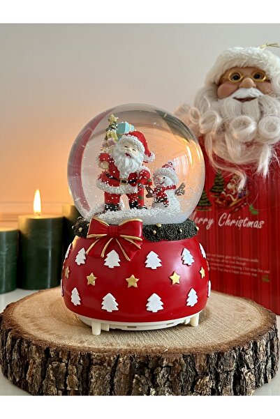 nesever store Yılbaşı Noel Kar Küresi Mega Boy Işıklı Müzikli Otomatik Kar Pü...