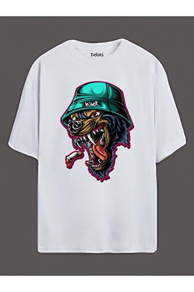 Generic Brand Tricou unisex oversize cu imprimeu Trend King Wolf pentru femei