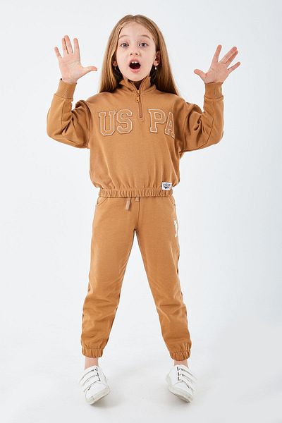 U.S. Polo Assn. Βάση. Αθλητική φόρμα με φερμουάρ Polo Assn με άδεια καφέ