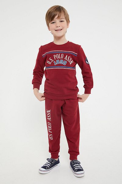 U.S. Polo Assn. Base. Polo Assn Licensed Classic Claret Red Boy's Tracksuit Set