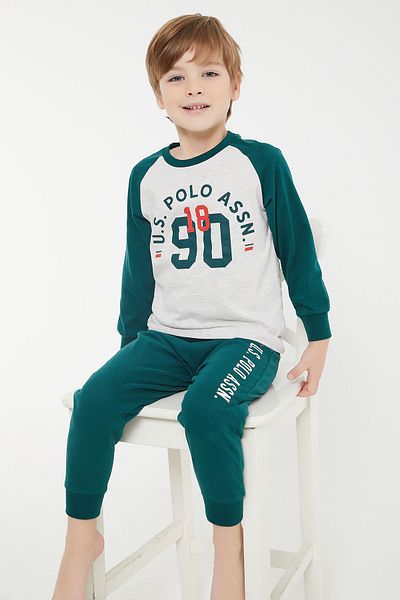 U.S. Polo Assn. Set de pijamale cu mânecă lungă pentru băiat bej