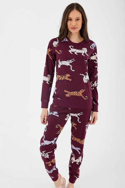Arnetta Tiger Purple Women's Long Sleeve Pajama Set
