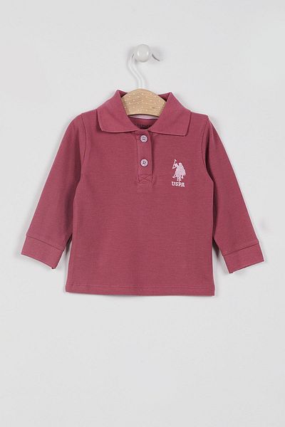 U.S. Polo Assn. Base. Polo Assn Licensed Classic Dusty Rose Baby Long Sleeve Collared Sweatshirt
