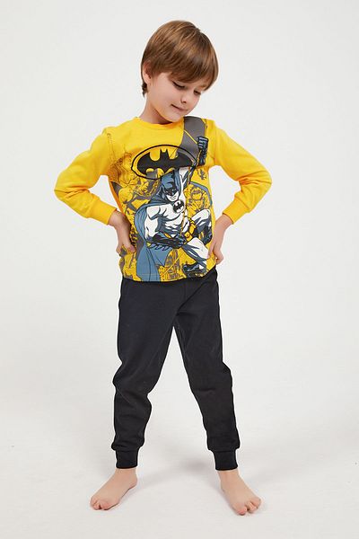 Batman Licensed Yellow Boy's Long Sleeve Pajama Set