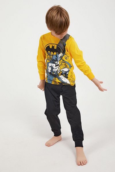 Batman Licensed Yellow Boy's Long Sleeve Pajama Set
