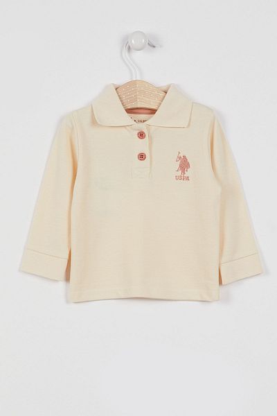 U.S. Polo Assn. Hanorac cu guler cu mânecă lungă pentru bebeluși, licențiat clasic