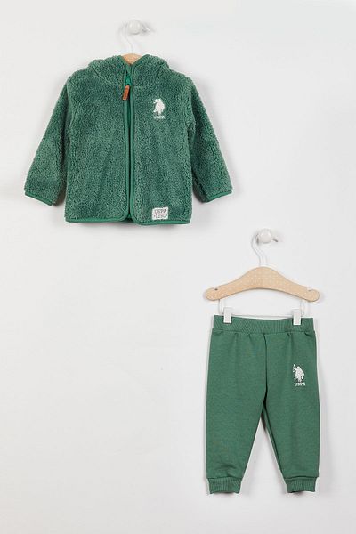 U.S. Polo Assn. قاعدة. بدلة صوفية للأطفال الأولاد بأكمام طويلة وسحاب زجاجي مرخصة من Polo Assn
