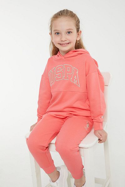 U.S. Polo Assn. 1205v1 Costum de trening pentru fete clasic Coral cu licență