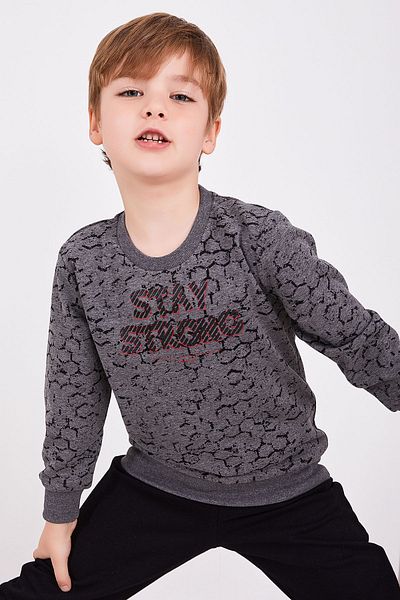 Arnetta Stay Strong Gray Boy Long Sleeve Tracksuit Set