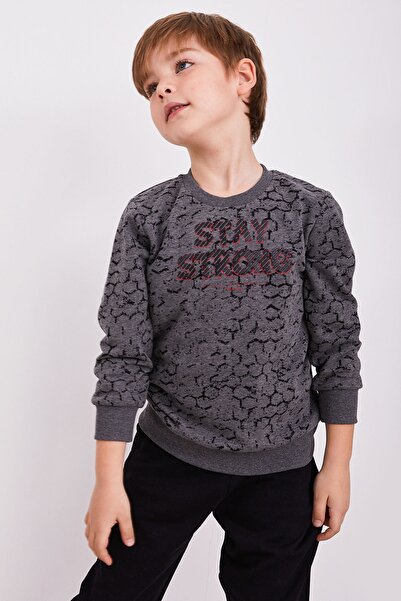 Arnetta Stay Strong Gri Erkek Çocuk Uzun Kol Eşofman Takım