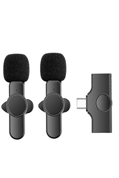 Microcase 2li Type-c Profesyonel Wireless Kablosuz Röportaj Yaka Mikrofonu La...
