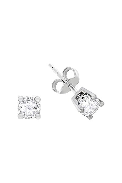 Sirius Pırlanta Beyaz Topaz Tektaş Küpe