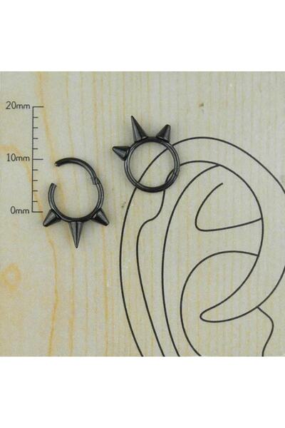 Shopiolog Spayk Kilitli Siyah Halka Piercing