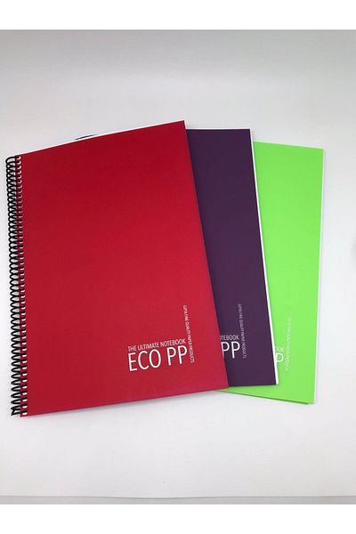 Gıpta Eco PP Spiral PP Cover Notebook A4 120 Sheets Checkered 3 Pieces