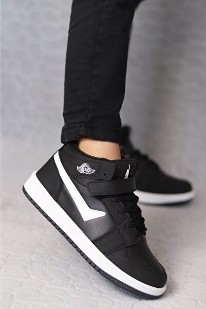 Lambırlent Siyah - Unısex Çoçuk Boğazlı Jordan Spor Ayakkabı