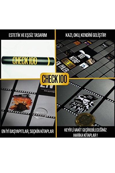 Check100 Hediye Seti - 2 Özel Seri Kazıkazan 100 Kitap Posteri Kazınabilir Poster