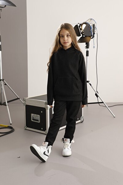 Siyah İnci Σετ φούτερ-φούτερ με μαύρη κουκούλα